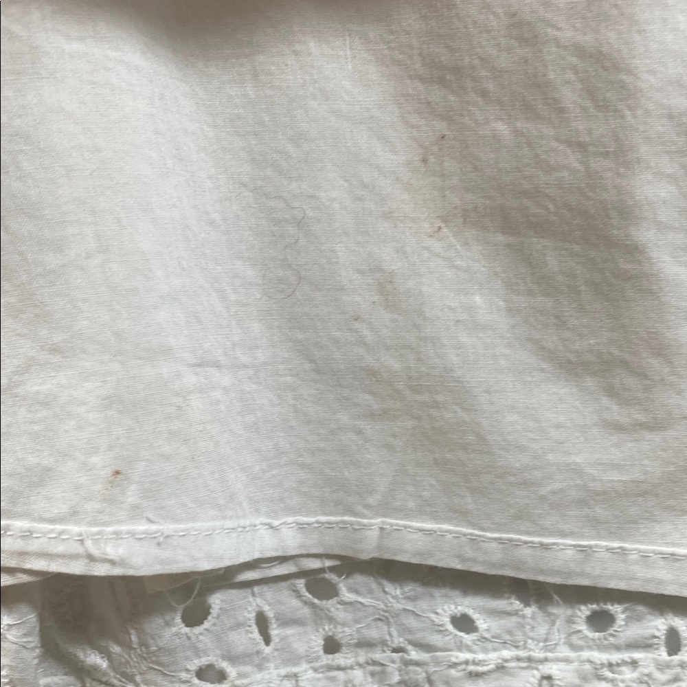 100% Cotton White Eyelet Lace A-Line Midi Skirt - Picture 4 of 7